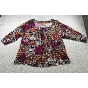 Ruby Rd Womens Size 2X Multicolor Tunic Blouse Artsy‎